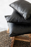 The Four Panel Leather Cushion Cover - Black - 60x60