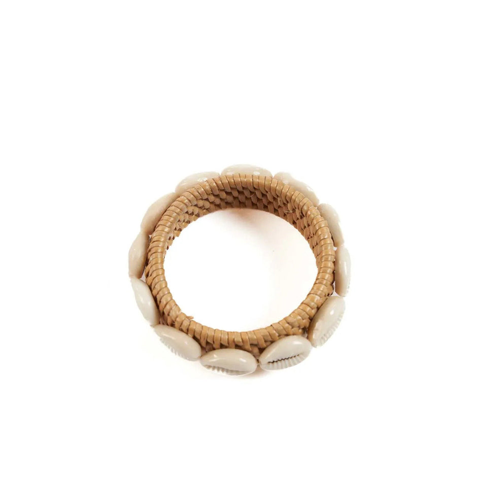 The Rattan Shell Napkin Ring - Natural White - Set of 4