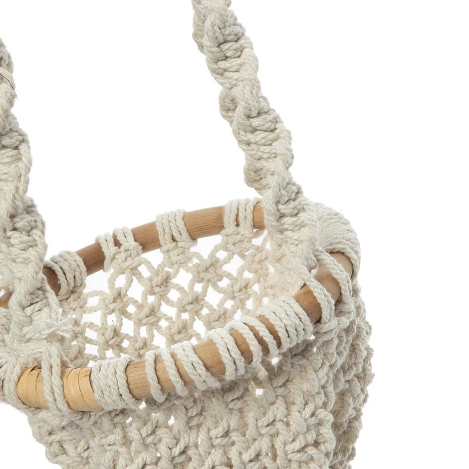 The Twisted Macramé Plant Holder - Natural White -S