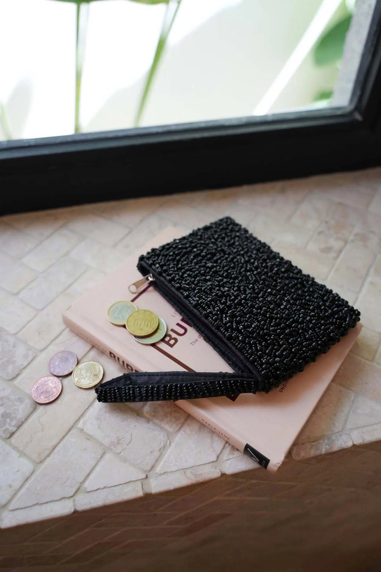 The Black Beaded Wallet