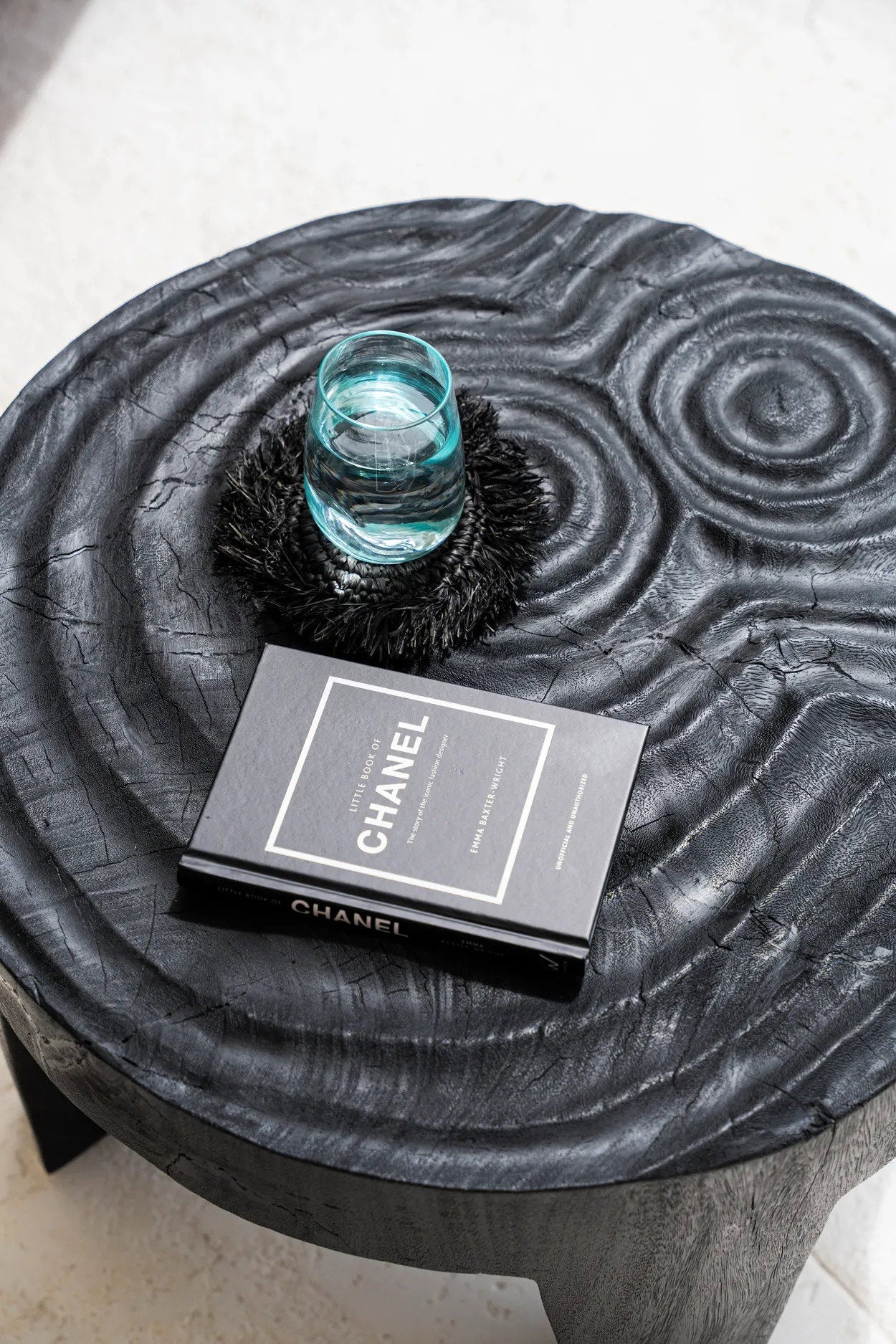 The Fringe Raffia Coaster - Black