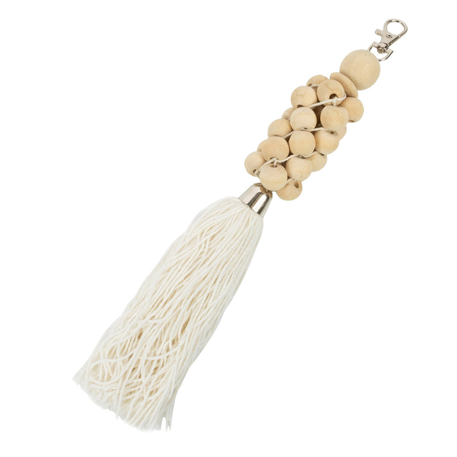 The Wooden Beads Keychain - Natural White